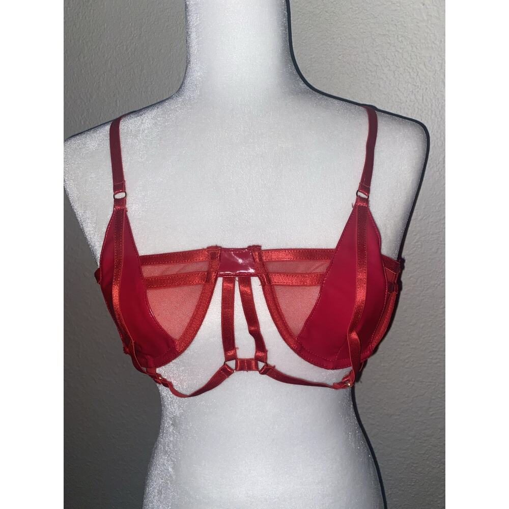 For Play Cut Out Bra M Red Vinyl Cosplay New Forplay